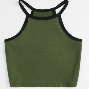 NEW Army Green Halter Racer Cropped Tank